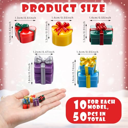 Bucherry 50 Pcs Miniature Gift Boxes Figurines Resin Charms DIY Craft for Garden Accessories Christmas Decoration Phone Case Making(Cute Style) - style: Cute Style
