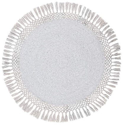 SAFAVIEH Sahara Collection Area Rug - 4' Round, Grey, Handmade Boho Tassel, Ideal for High Traffic Areas in Living Room, Bedroom (SAH490F) - color: Grey, size: 4' (Round)