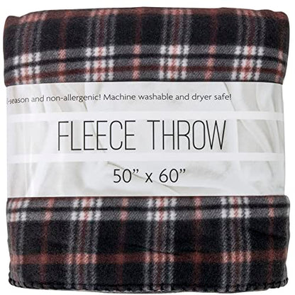 Trail maker 50x60 Throw Blankets, Plaid Fleece Throw Blankets for Bedroom, Couch, Livingroom, Chair, Pets, Outdoors - color: Brown