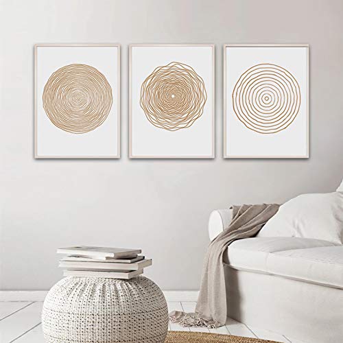 Mid Century Modern Boho Canvas Print - Abstract Geometric Canvas Wall Art Set - Scandinavian Wall Art for Living Room & Bedroom Decor - No Framed