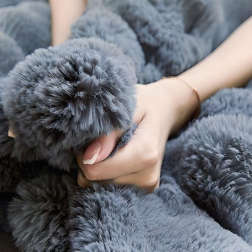 Soft Faux Fur Throw Blanket 50''x60'' Solid Reversible Shaggy Blanket Plush Thick Fluffy Blankets Throws for Bed, Couch, Sofa, Office, Camping Dark Grey - color: D-dark Grey, size: 50''x60''