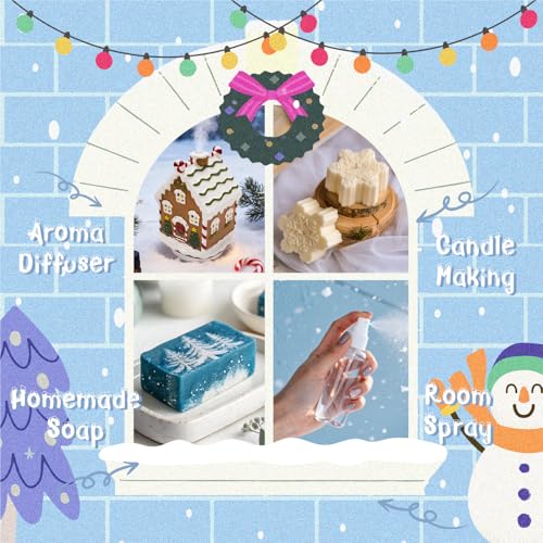 ARVIDSSON Winter Essential Oils Set, Holiday Fragrance Oil for Diffuser， Candle Making - Cinnamon, Christmas Wreath, Apple Cider, Gingerbread, Cranberry, Winter Mint Scented Oils for Home - color: Blue
