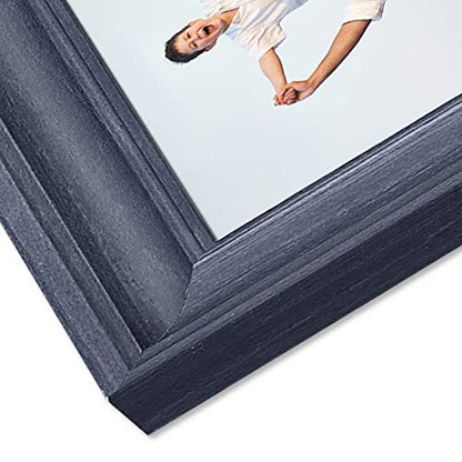8x10 Picture Frames (3 Pack, Blue Wood Grain) Rustic Photo Frame Set with Tempered glass for Wall Mount & Table Top Display - color: Blue, size: 8x10