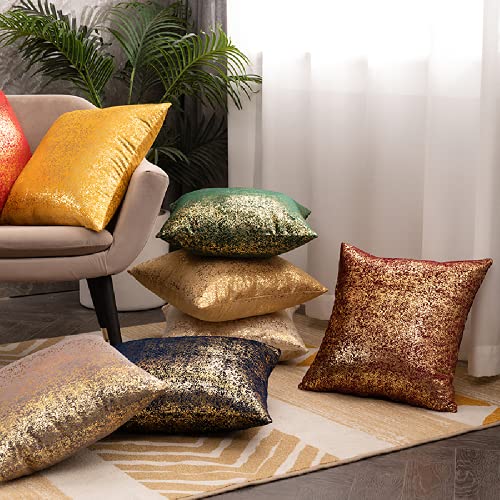 Deeprove Throw Pillow Cover Both Sides Sparkle Gold Foil Print, Soft Velvet Hidden Zipper Closure Accent Pillow Cushion Case for Bedroom, Living Room, Sofa, Square 20 x 20 Inches 1 Pack, Dark Green - color: Dark Green, size: 20" x 20" (Pack of 1)