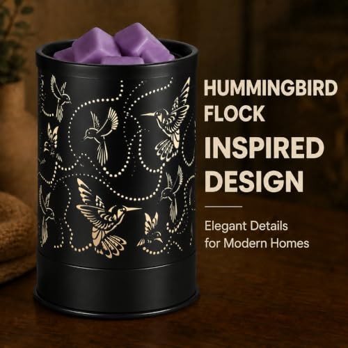 Nawaza Wax Melts Warmer Scented Metal Electric LED Burner Hummingbird Flock | Wax cubes & candle melter, essential oil burner, home office bedroom decor, fragrance warmer gift - style: Hummingbird Flock