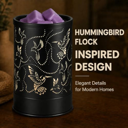 Nawaza Wax Melts Warmer Scented Metal Electric LED Burner Hummingbird Flock | Wax cubes & candle melter, essential oil burner, home office bedroom decor, fragrance warmer gift - style: Hummingbird Flock