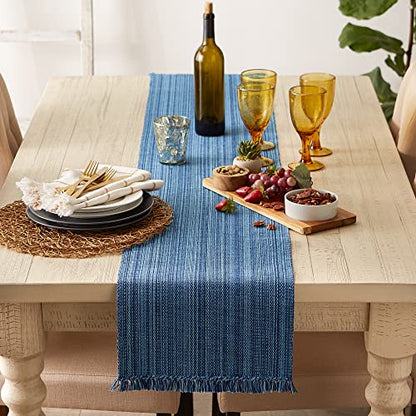 DII Variegated Tabletop Collection, Table Runner, 13x108, Nautical Blue - color: Nautical Blue, size: Table Runner, 13x108"