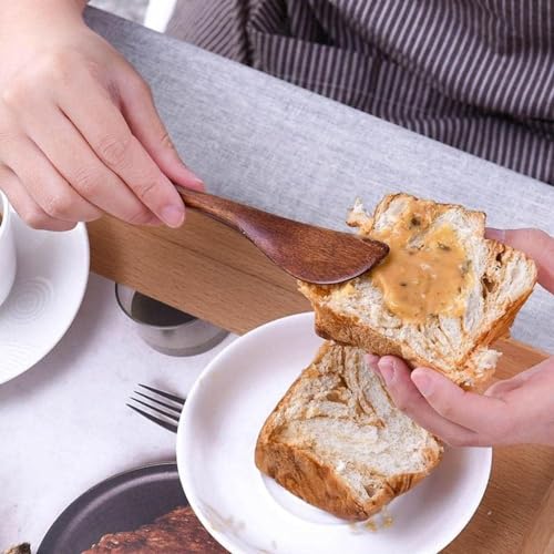 GANPUB 2 Pcs Mini Butter Spatula,Wooden Butter Knives Cheese Spreader Jam Knives Cake Knives for Kitchen Tool Flatware