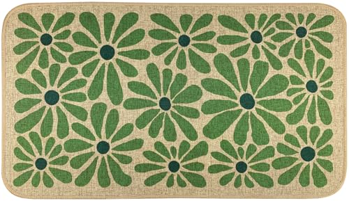 SHIYUE Spring Green Floral Decorative Doormat, Seasonal Summer Low-Profile Switch Rug Door Mat Floor Mat for Indoor Outdoor 17x29 Inch SYCH01 - color: Green