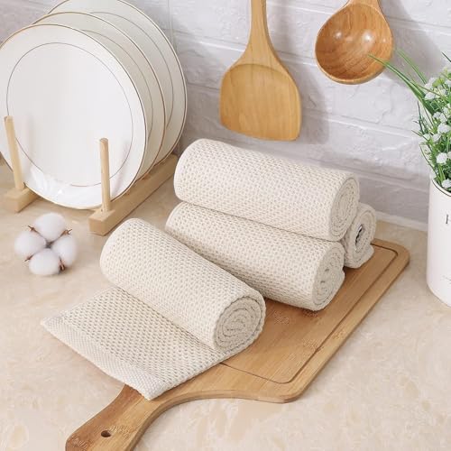 Kitinjoy 100% Cotton Waffle 12-Pack Kitchen Towels, 13" x 28", Beige | Super Soft, Ultra-Absorbent, Fast Drying, lightweight, Quick Drying Kitchen Hand Towels - color: Beige, size: 13 x 28 - 12 Pack