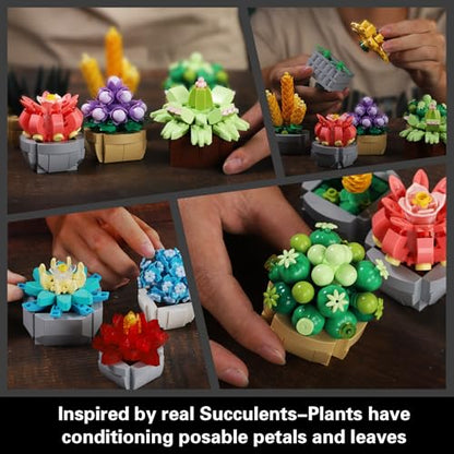 PIKARO Flowers Succulents Building Sets, 12 Plants, for Kids Adults Women | Botanical Collection Building Block Toy, Creative Birthday Housewarming Gifts, Artificial Plant Kit, Home Decor (1174 PCS)