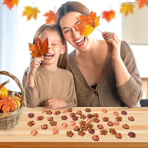 JUNEBRUSHS 50 Pcs Thanksgiving Turkey Charms, Mini Resin Turkey Flatback Turkey Embellishment for Fall Thanksgiving DIY Crafts Home Table Decorations - style: Turkey Style