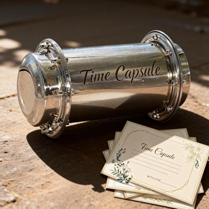 Stainless Steel Time Capsule Kit Engraved Keepsake Box with 50pcs Time Capsule Cards for Letters to The Future, Wedding, Anniversary, Birthday, Graduation Gift (Time Capsule Box+50pcs Cards)