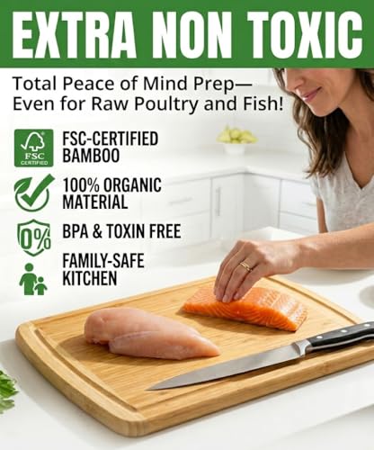 INDESTRUCTIBLE Bamboo Cutting Board (Extra Large) with Vertical Grain Strength Technology - Non Toxic, Spacious and Lightweight 18" XL Chopping Board Gift - Replacements for Life - color: Two-Tone, size: 18"L x 12.5"W