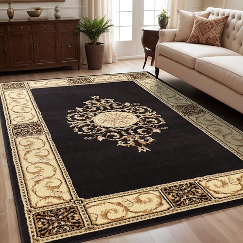 Superior Indoor Area Rug, Floral Medallion Design, 6'x9', Coffee Z | Attractive Rug with Jute Backing, Durable Beautiful Woven Design, Perfect for High Traffic Areas Hallway, Living, Dining Room - color: Coffee - Z, size: 6' x 9' (Rectangular)