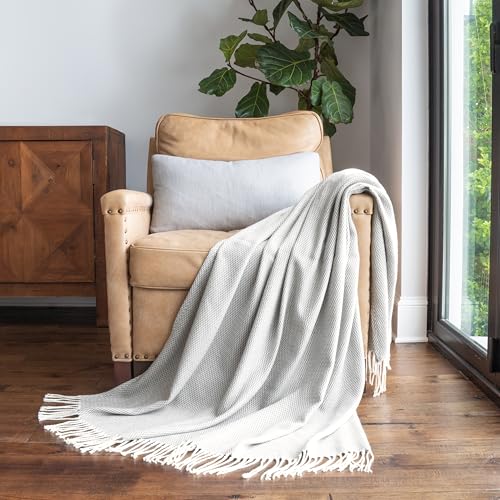 Merit Linens Herringbone Throw Blanket - One Size Gray - color: Herringbone Gray