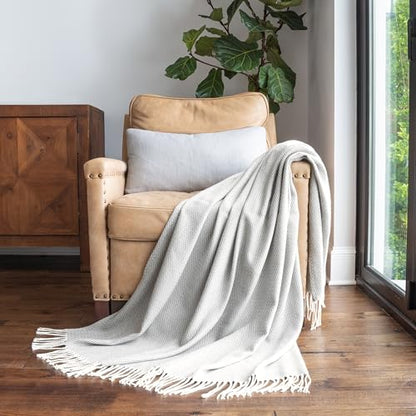 Merit Linens Herringbone Throw Blanket - One Size Gray - color: Herringbone Gray