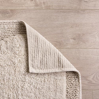 SAFAVIEH Plush Master Bath Collection – Zino Natural Textured Bath Mat Set of 2, 21" x 34", Cotton with Non-Slip Backing (PMB915B-2134-SET2) - color: Natural