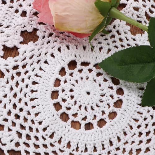 kilofly Handmade Crochet Cotton Rectangular Table Runner, 15 x 43 inch, White - color: White, size: 15 x 43 Inch