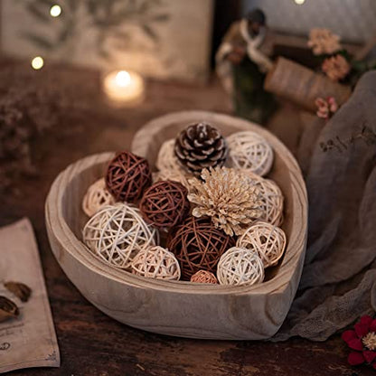 Hanobe Small 7.8" Heart Shaped Wood Decorative Key Bowl for Entryway Table | Catchall Key Bowls for Coffee Table decor, Living Room, Home Kitchen Table Centerpiece - size: 10.23 inches