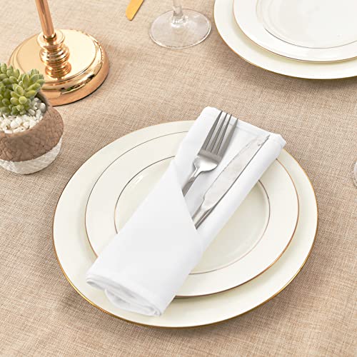 Cloth Napkins Set of 6, 18 x 18 Inch, Washable White Dinner Napkins with Hemmed Edges for Restaurant, Wedding and Holiday - color: White, size: 18" x 18" (Set of 6)