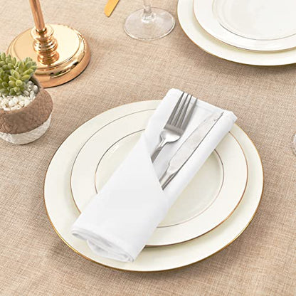 Cloth Napkins Set of 6, 18 x 18 Inch, Washable White Dinner Napkins with Hemmed Edges for Restaurant, Wedding and Holiday - color: White, size: 18" x 18" (Set of 6)