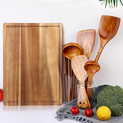 Decorative Acacia Wood Cutting Boards for Kitchen Meat Large Charcuterie Boards Best Hardwood Solid Chopping Board Butcher Block Bread Serving Cheese Board Big Maple Carving Cutting Board Non Toxic - size: 16"L x 11"W