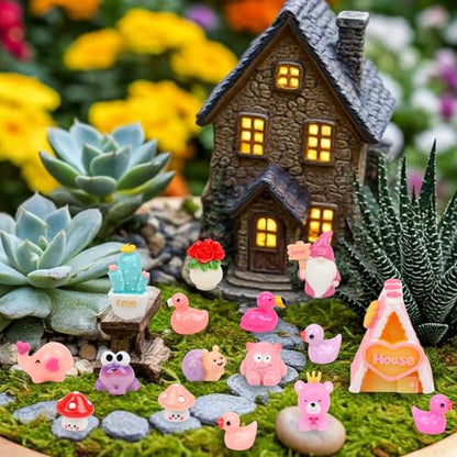FOIMAS 40pcs Mini Resin Valentine's Day Figures, Valentine Mini Resin Animals Love Heart Figurines for Home Decoration