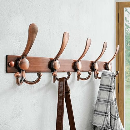 Coat Rack Wall Mount, Heavy Duty 12-Gauge Base vs Flimsy 1mm, Double-Thick Solid Anti-Snap Hooks, 16” Stud-Mount, Stainless Steel Hanger for Clothes Hat Entryway Closet Mudroom, Antique Copper - color: Antique Copper, size: L=17" (1pcs)