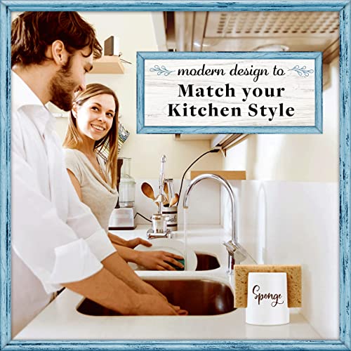 Home Acre Designs Sponge Holder for Kitchen Sink - Rustic Farmhouse Home & Kitchen Decor - White Ceramic - style: Farmhouse