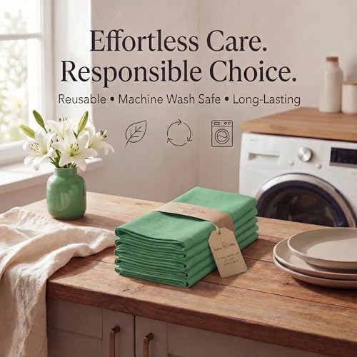 Urban Villa Cloth Napkins Cotton 20x20 (Set of 12) Geen - color: 020 Green, size: 20" x 20" (Set of 12)