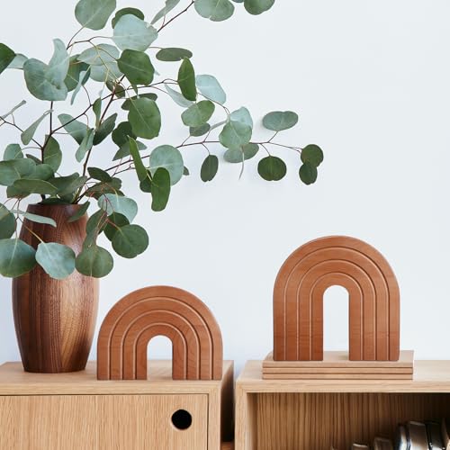 DoubleFill Set of 2 Wooden Arch Decor Boho Wood Rainbow Arch Decorative Objects Modern Shelf Decor Aesthetic for Table Shelf Mantel Living Room Decor