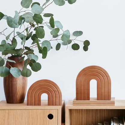DoubleFill Set of 2 Wooden Arch Decor Boho Wood Rainbow Arch Decorative Objects Modern Shelf Decor Aesthetic for Table Shelf Mantel Living Room Decor