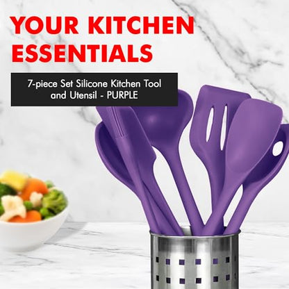 Chef Craft Premium Silicone Kitchen Tool and Utensil Set, 7 Piece, Purple - color: Purple, size: 7 Piece Set