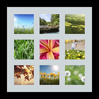 ArtToFrames Collage Photo Frame Single Mat with 9-4x4 Openings with Satin Black Frame and Baby Blue mat. - color: 9 - 4x4 - (2147), size: Baby Blue