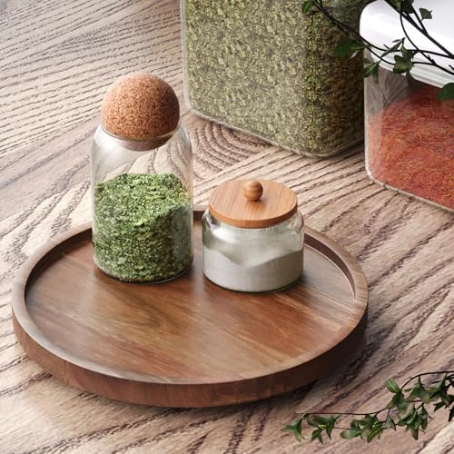 VERTORGAN Lazy Susan Bamboo Organizer for Kitchen,Cabinet(Small) | 360 Rotating Turntable,Spice Rack,Serving Tray,Pantry Vanity Organizer,Countertop Space-Saver - size: 8.6in