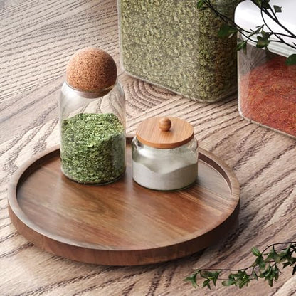 VERTORGAN Lazy Susan Bamboo Organizer for Kitchen,Cabinet(Small) | 360 Rotating Turntable,Spice Rack,Serving Tray,Pantry Vanity Organizer,Countertop Space-Saver - size: 8.6in