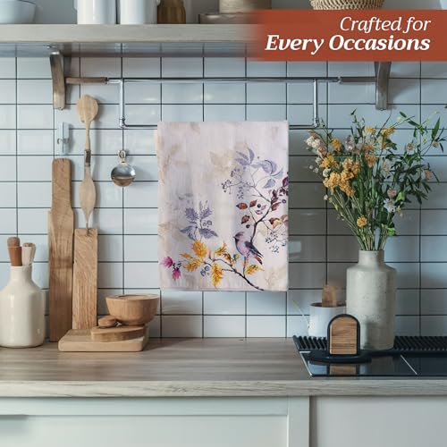 Maison d' Hermine Kitchen Towels Set of 3 Reusable 100% Cotton 27.50" x 20" | Cloth Tea Dish Towels Absorbent with Hanging Loop for Kitchen Dining Hotel Home Thanksgiving Christmas - Equinoxe - Beige - color: 023 - Equinoxe - Beige