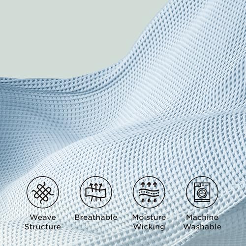 Bedsure Lightweight 100% Cotton Waffle Blanket, Twin XL, Celestial Blue | Summer, Breathable, Soft, Light, Thin, Bed, Couch, Sofa, Chair, 66"x90", Sheet Blanket, Dorm Room Essentials, Guys, Girls - color: Celestial Blue, size: Twin Xl (66" X 90")