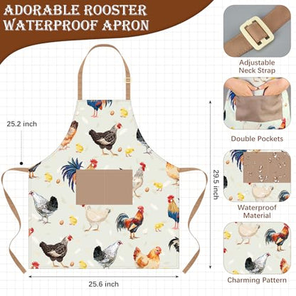 Funnymoom 10 Pcs Chicken Kitchen Gift Set for Women Include Apron Oven Mitts Pot Holder Dish Towel Cooking Utensil Kit - style: Chicken