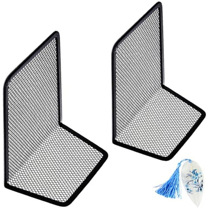 LRZCGB Metal Mesh Bookends Desktop Stand Book Holder Bookshelf Decoration for Office Library School