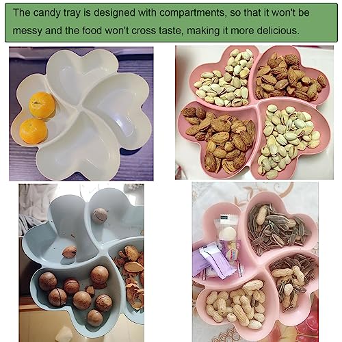 3 Pack Divided Serving Tray and Platters 4 Sectional Round Plastic Condiment Appetizer Set Condiment Server Caddy Bar Party Platter for Chips and Dip Snack Fruit Candy Nuts Desserts