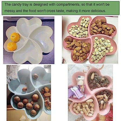 3 Pack Divided Serving Tray and Platters 4 Sectional Round Plastic Condiment Appetizer Set Condiment Server Caddy Bar Party Platter for Chips and Dip Snack Fruit Candy Nuts Desserts