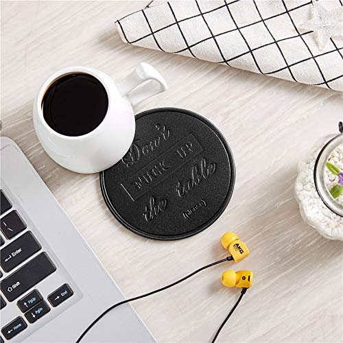 Funny Coasters, Thipoten 6 Pcs Leather Coasters with Holder, Perfect Housewarming Hostess Gifts, Protect Furniture from Water Marks Scratch and Damage(6Pcs, Black) - color: Black
