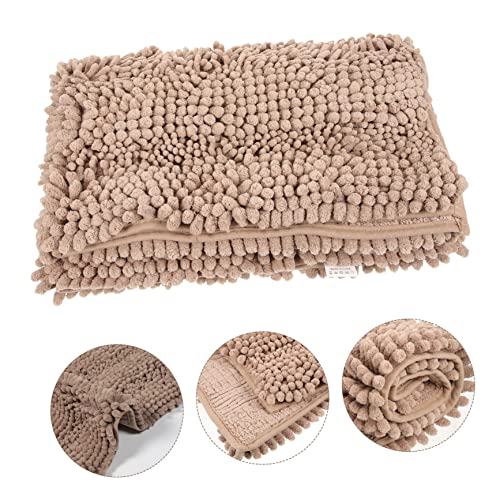 Garneck Chenille Extra Thick Non- Bath Rug for Bathroom and Entryway Soft Absorbent Bathroom Mat Cozy Microfiber Shower Rug Camel - color: Khaki