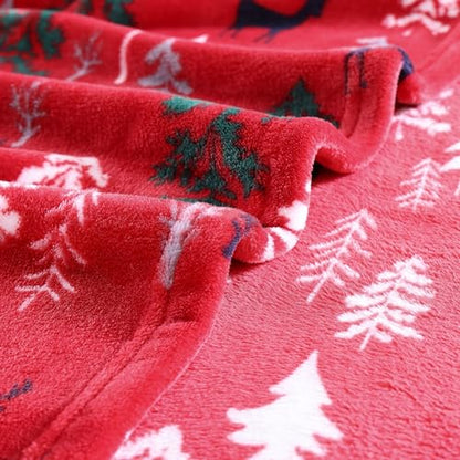 Eddie Bauer - Throw Blanket, Ultra-Soft & Reversible Plush Bedding, Blanket for Couch & Bed (Deer Woods Red, 50" x 60") - color: Deer Woods Red, size: 50" x 60"