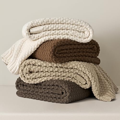 EVERGRACEHOME Chunky Chenille Knit Throw Blanket, 50 x 60, Sand Dune | Sculpted Moss Stitch, Chic Modern Farmhouse, All-Season Warmth, OEKO-TEX® Certified, Elegant Blanket for Couch, Bed, Sofa - color: Sand Dune, size: 50" X 60"