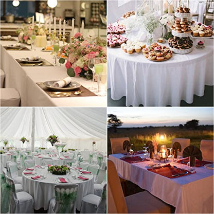 Fokitut 2 Pack Waterproof Rectangle Tablecloth, 60x84 Inch, Stain Resistant and Wrinkle Polyester Table Cloth, Fabric Table Cover for Kitchen Dining, Wedding, Party, Holiday Dinner-White - color: White, size: 60x84''-2pack