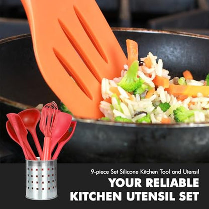 Chef Craft Premium Silicone Kitchen Tool and Utensil Set, 9 Piece, Red - color: Red, size: 9 Piece Set
