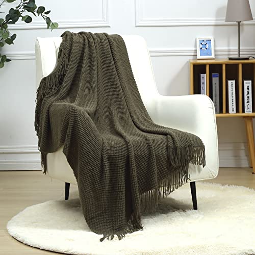 CREVENT Knitted Decorative Throw Blanket for Couch Sofa Chair Bed, Soft Breathable Lightweight for Spring Summer Fall (50''X60'' Green Dot) - color: Green Dot